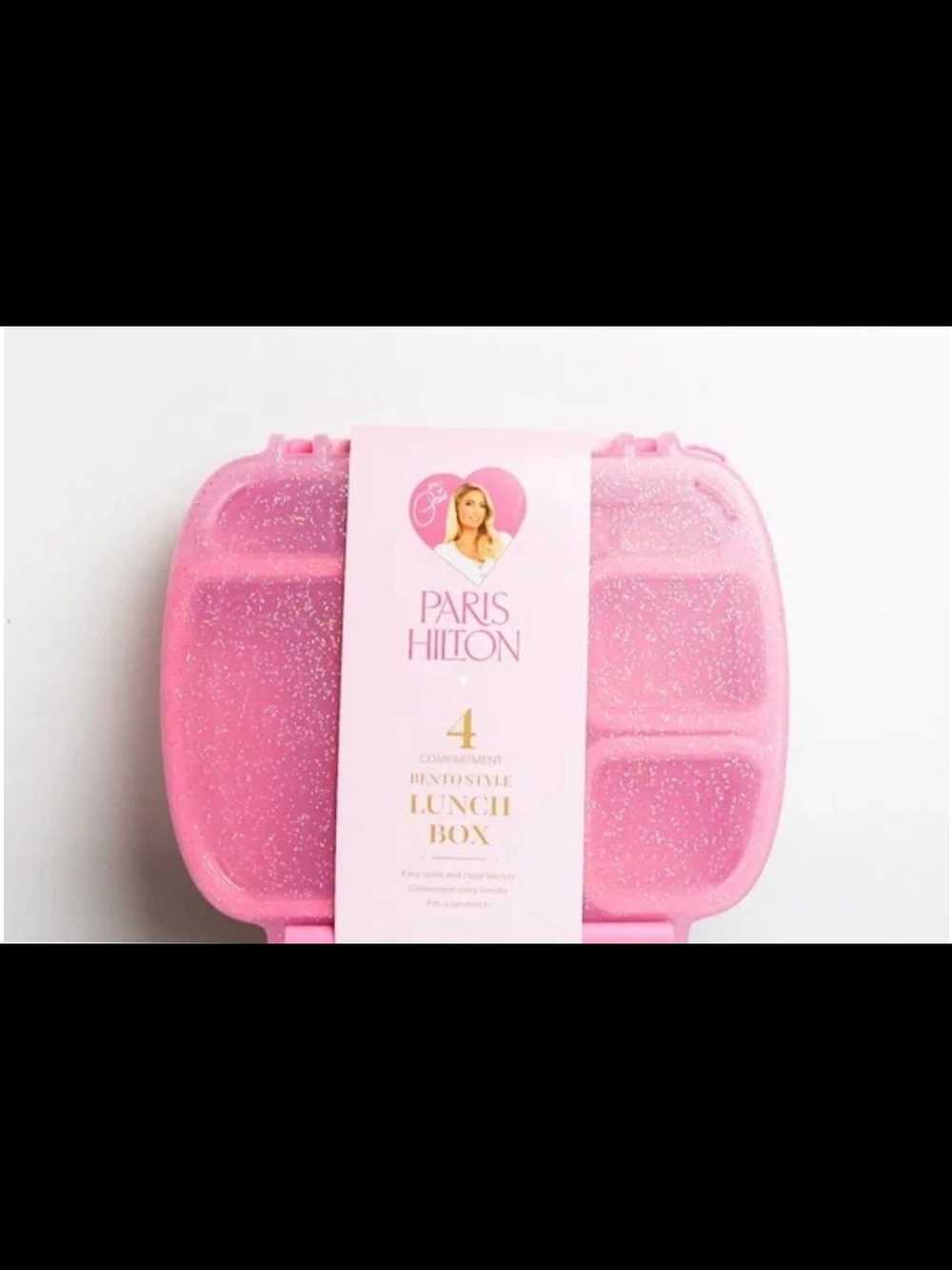 Paris Hilton Pink Glitter Compartment Lunch Box